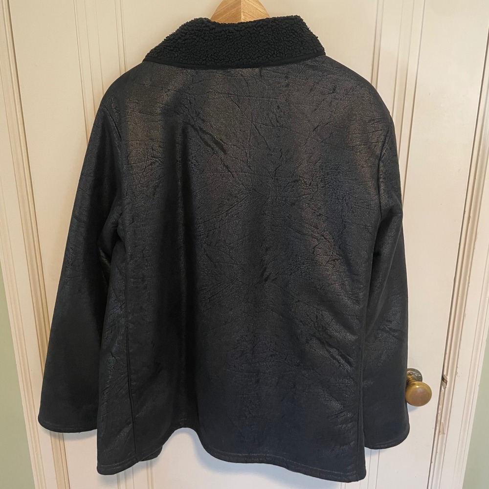 Lauren Ralph Lauren Black Faux Shearling Moto Jacket Plus Size 3X Faux Leather - Picture 5 of 6
